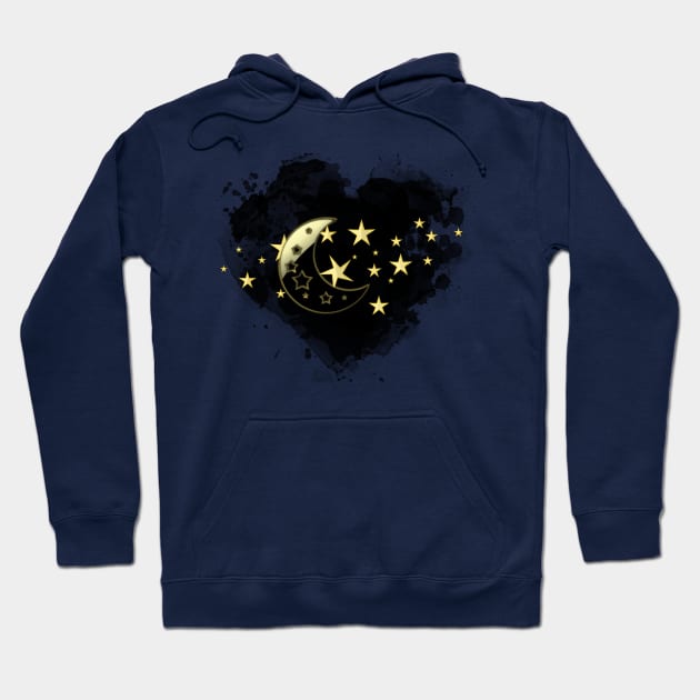 Crescent Moon and Stars Hoodie by D_AUGUST_ART_53